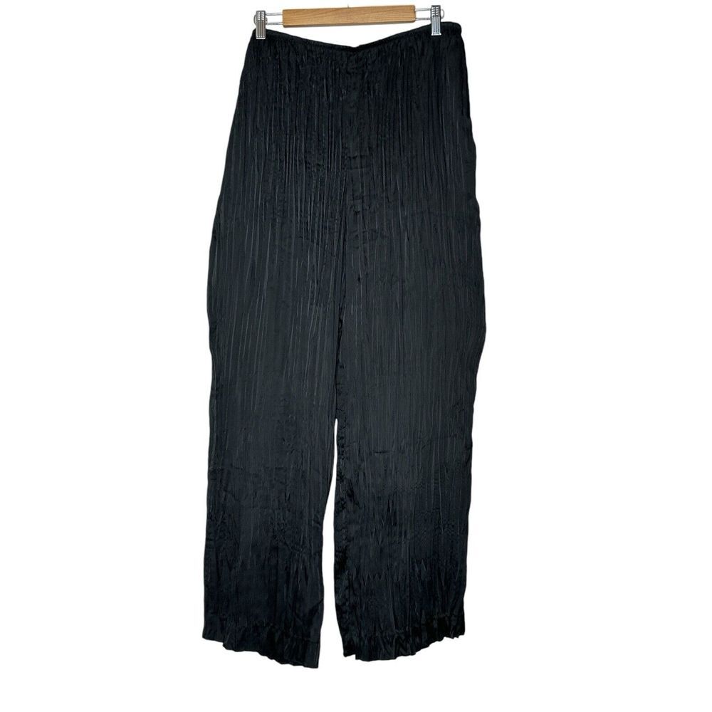 Vince Textured Crushed Tie Dyed Pants‎ Women's XL Black  Elastic Waist Pull On